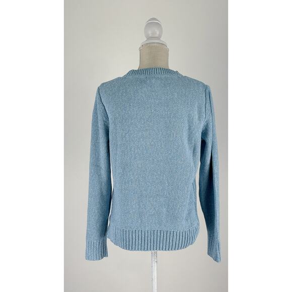 J Jill Crew Neck Knit Sweater Pullover Womens Size Small Mineral Blue White New - Picture 9 of 16